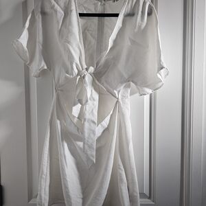 Somedays Lovin White Tie-Front Robe Dress